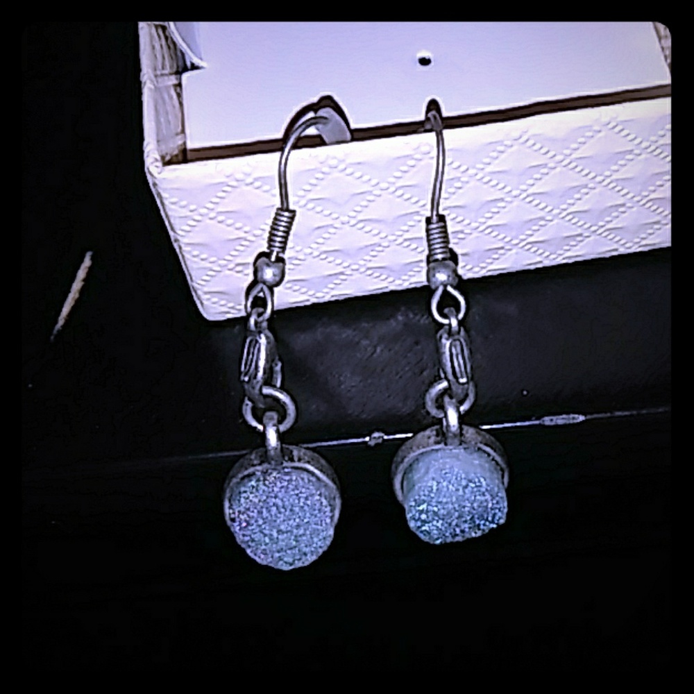 Blue druzy fishhook earrings New